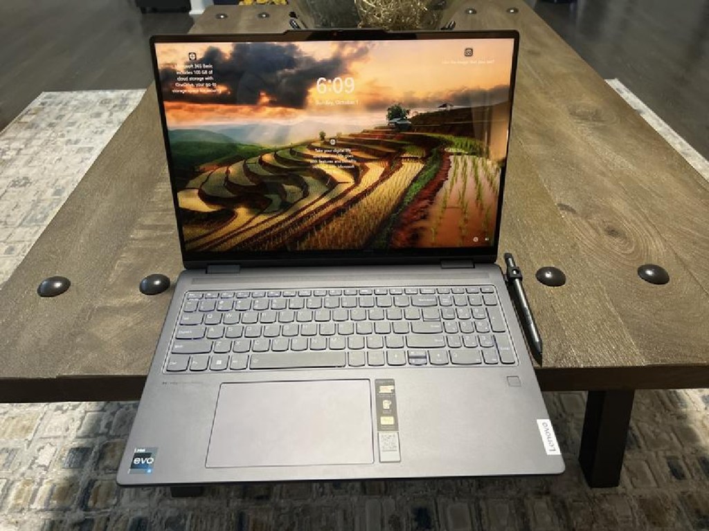A lenovo yoga 7i laptop on a table