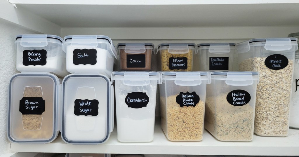 pantry full of labels food storage containers