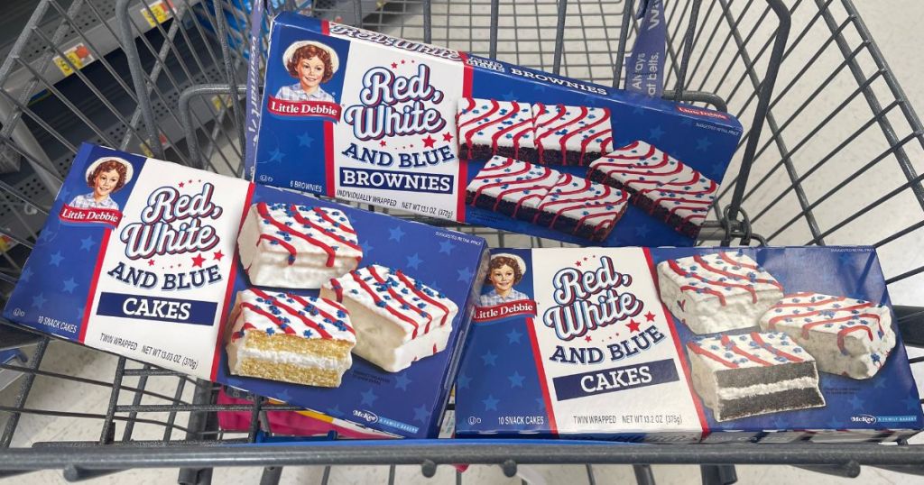 Little Debbie Snacks in a Walmart cart
