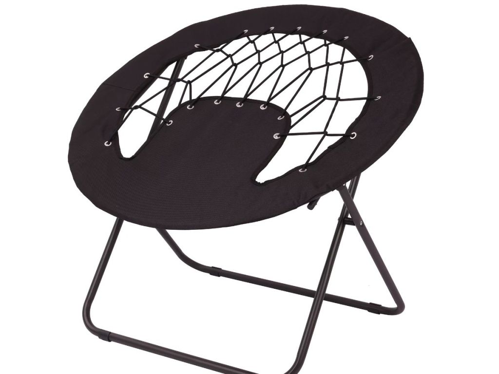 A black folding bungee chair 