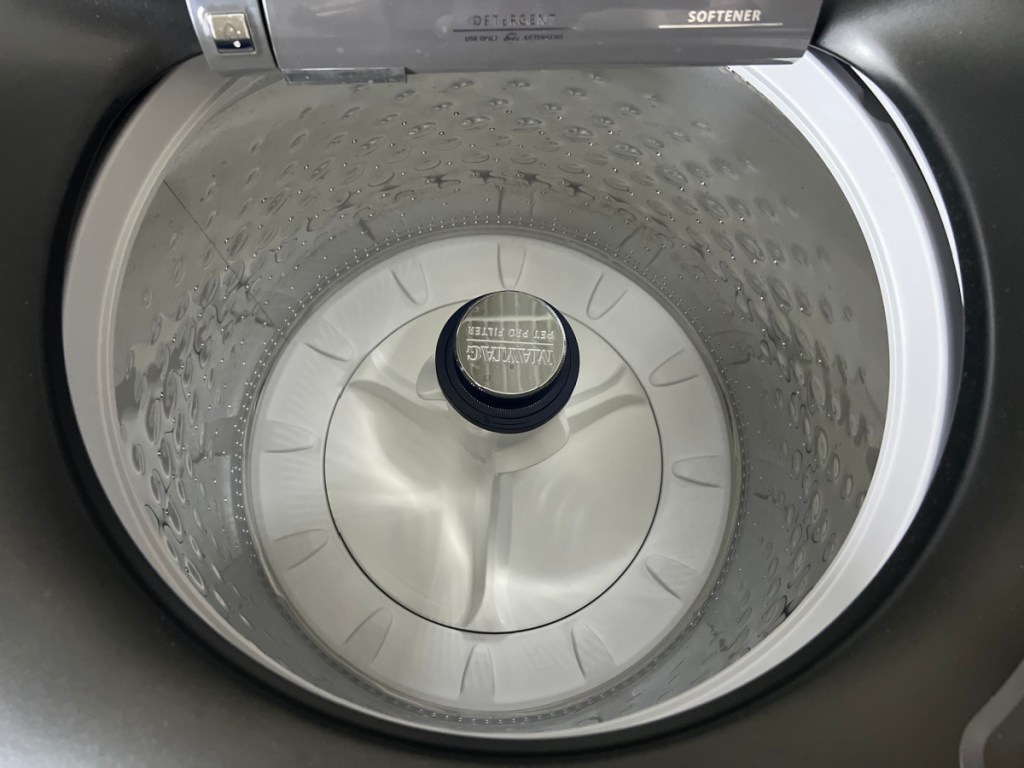 The deep wash basin of a Maytag Pet Pro Washer