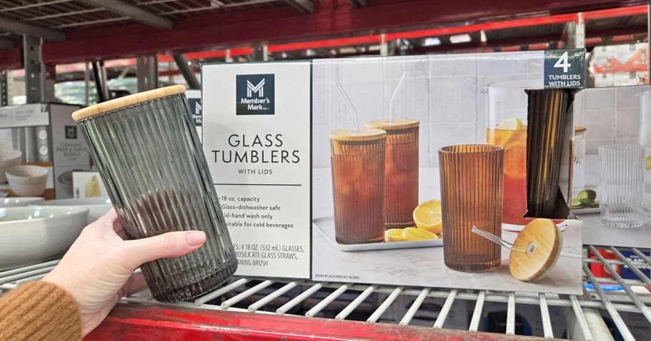 Sam’s Club Glass Tumblers 4-Pack Only $12.98 (Includes Bamboo Lids & Glass Straws)