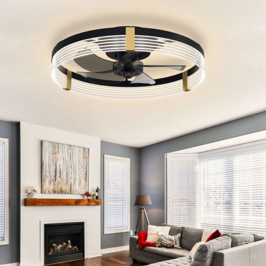 a flush mount ceiling fan with led lights