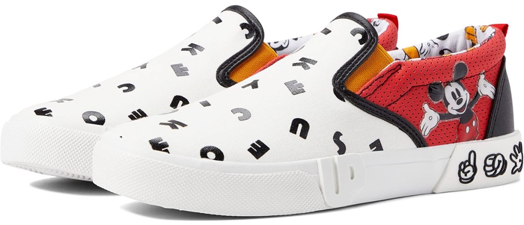 mickey mouse print slip on shoes