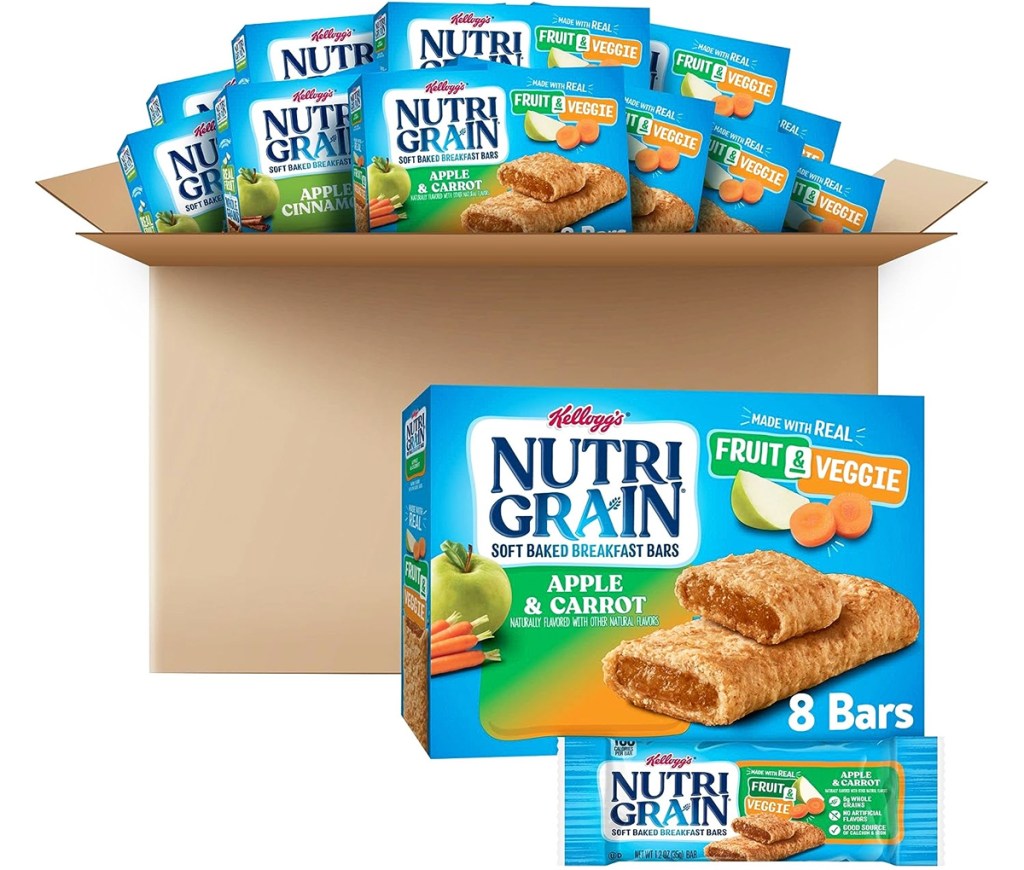 shipping box full of Kellogg's Nutri-Grain Soft Baked Breakfast Bars