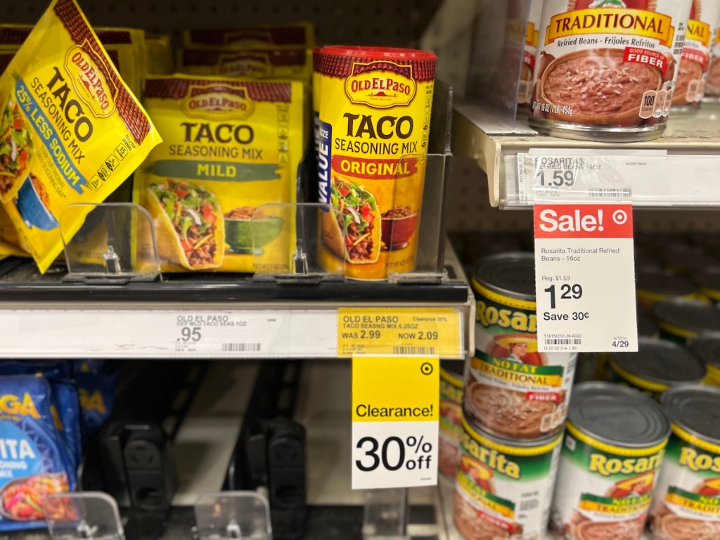 Old El Paso taco products on a shelf at Target