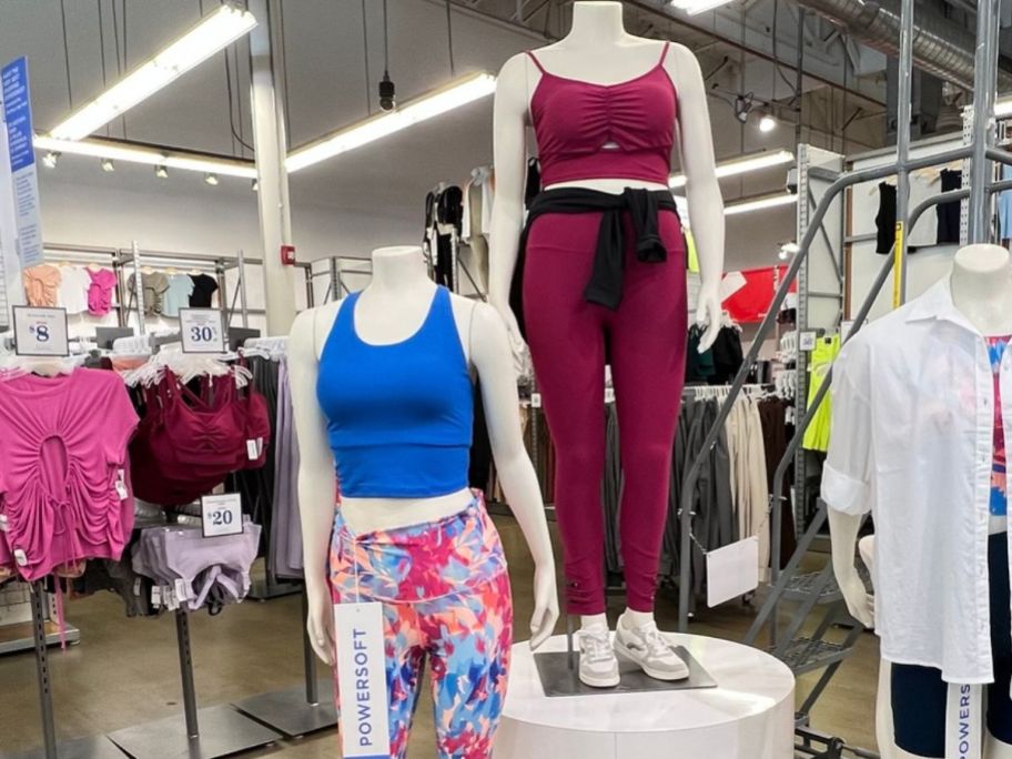 display of old navy activewear women's section