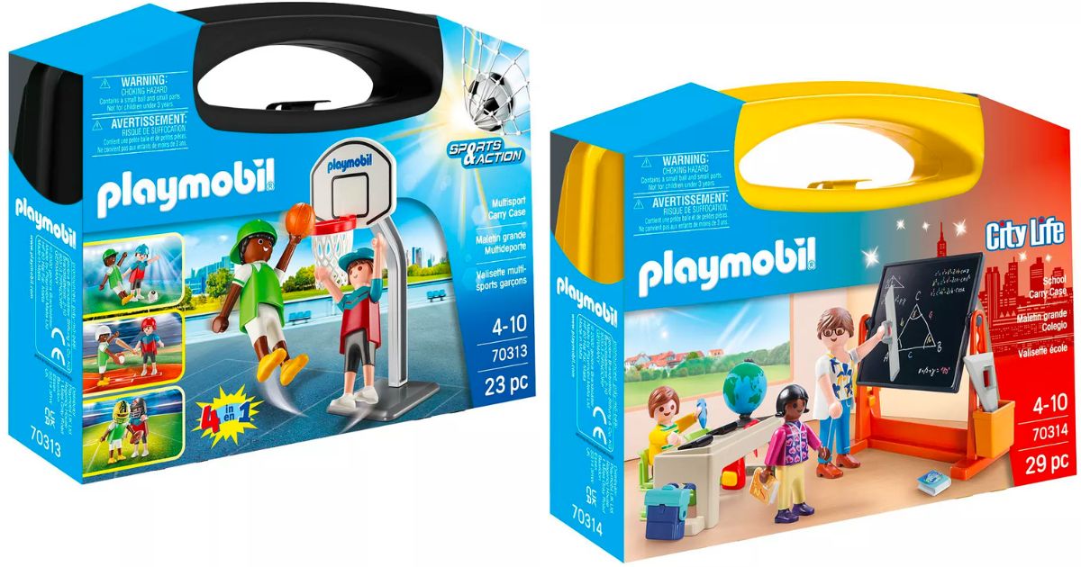 PLAYMOBIL Multisport Carry Case and school carry case stock images