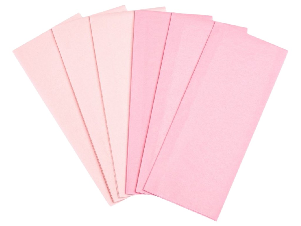 Pink tissue paper displayed