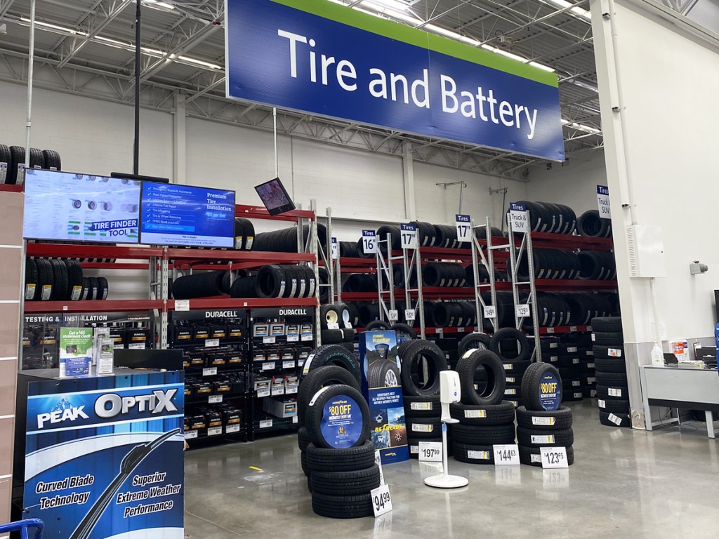 tire and battery department inside sam's club store