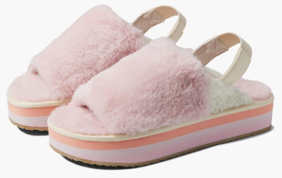 Pair of pink platform slippers