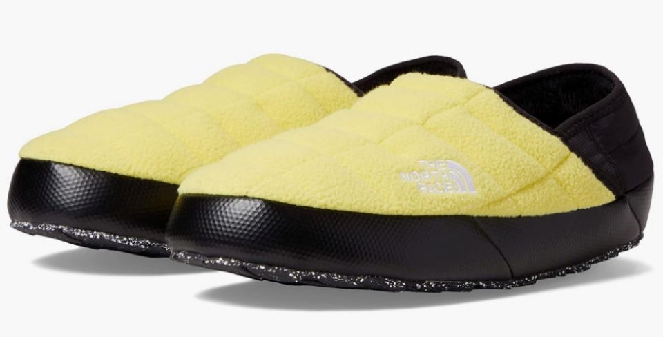 Yellow and black The North Face slippers