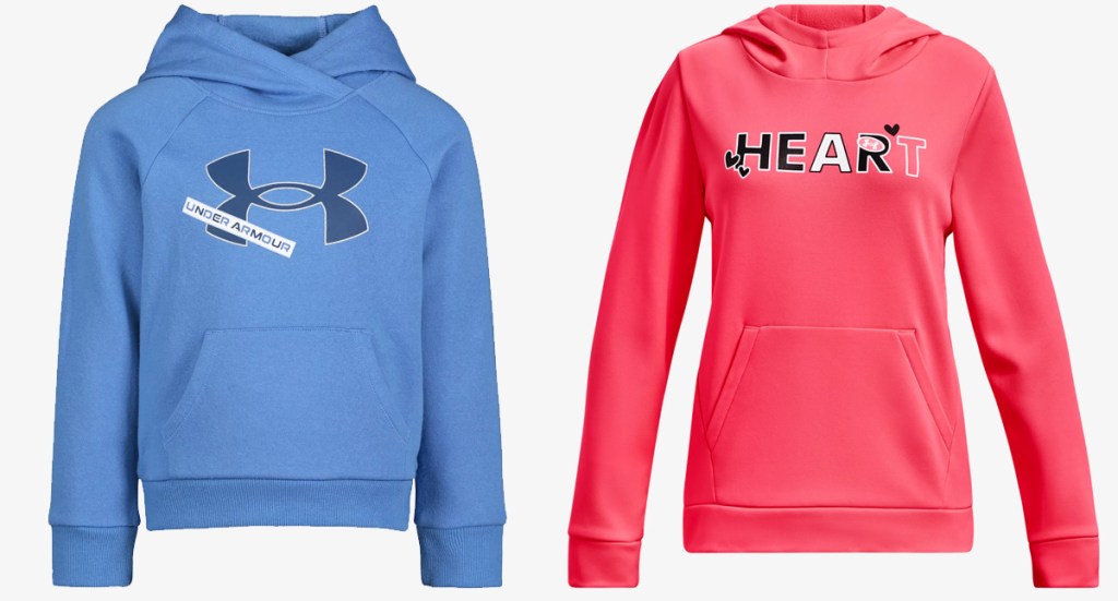 blue and pink under armour hoodies