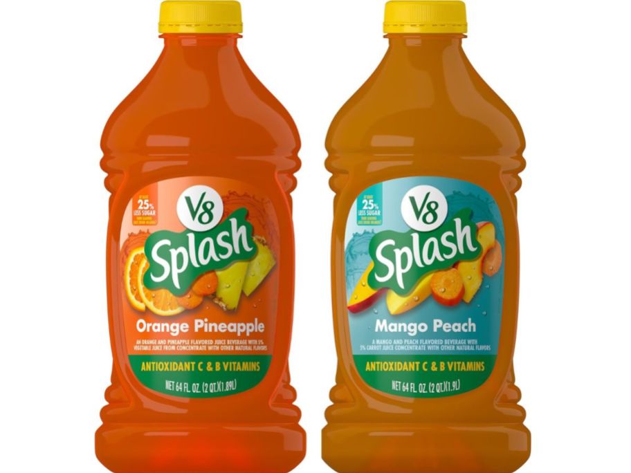 2 bottles of V8 Splash Orange Pineapple & Mango Peach