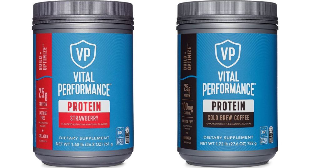 Two cans of Vital Performance Protein