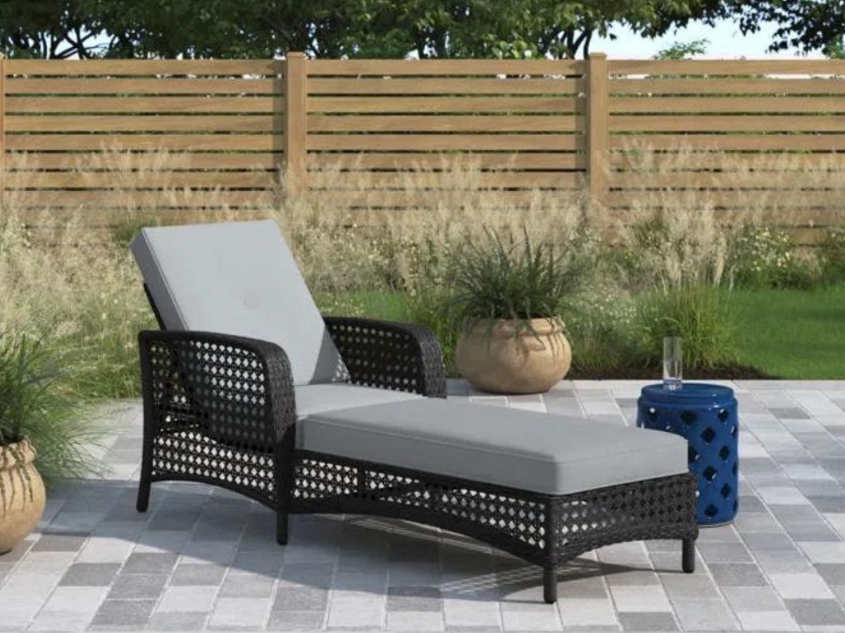 Wicker Chaise lounge on patio