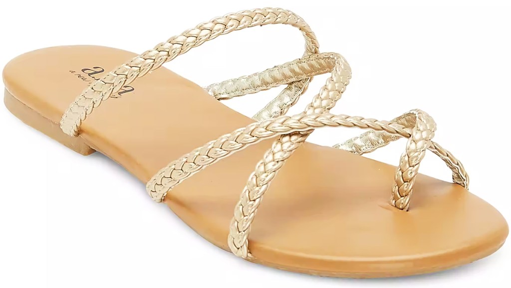 sandal with gold braided straps