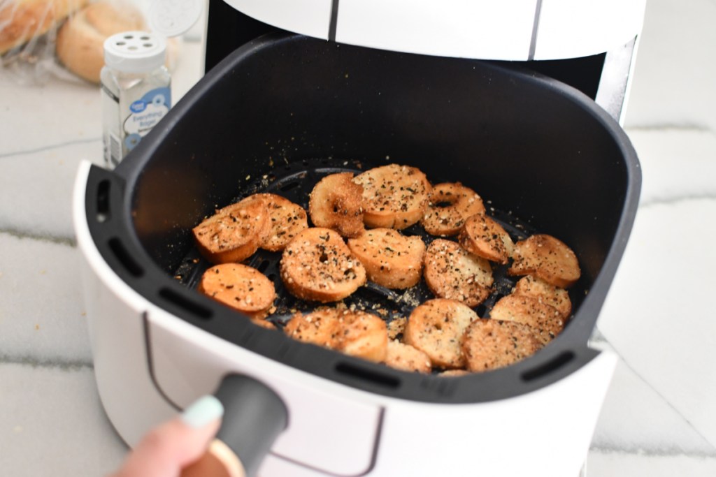 Repurpose Day Old Bagels To Make Easy Air Fryer Bagel Chips repurpose-day-old-bagels-to-make-easy-air-fryer-bagel-chips