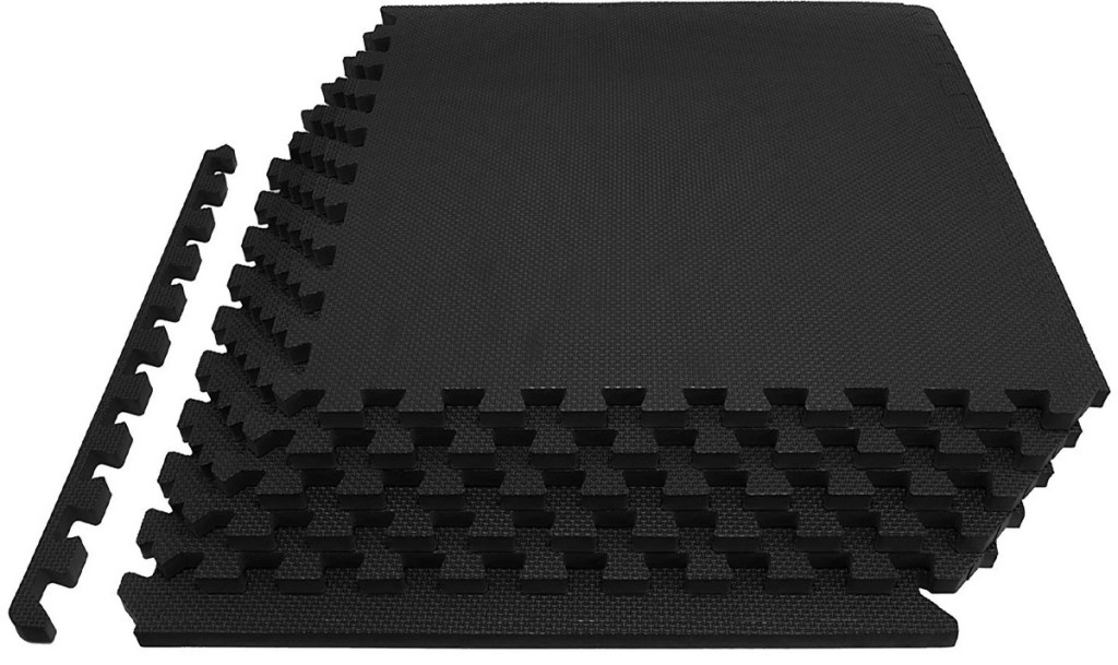 black foam interlocking mats stacked 