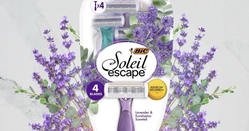 BIC razor package surrounded by flowers