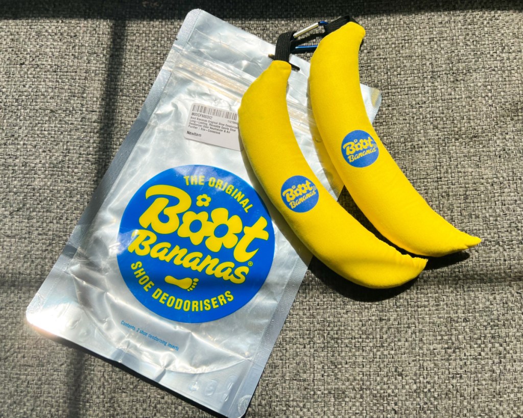 boot bananas next to packaging bag