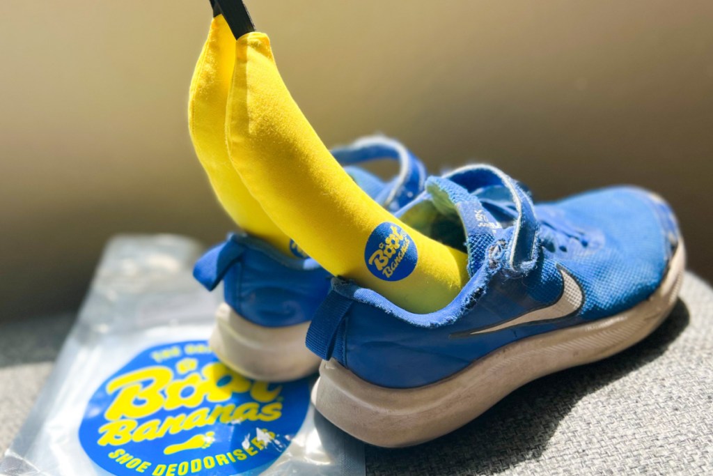 boot bananas in blue nike sneakers