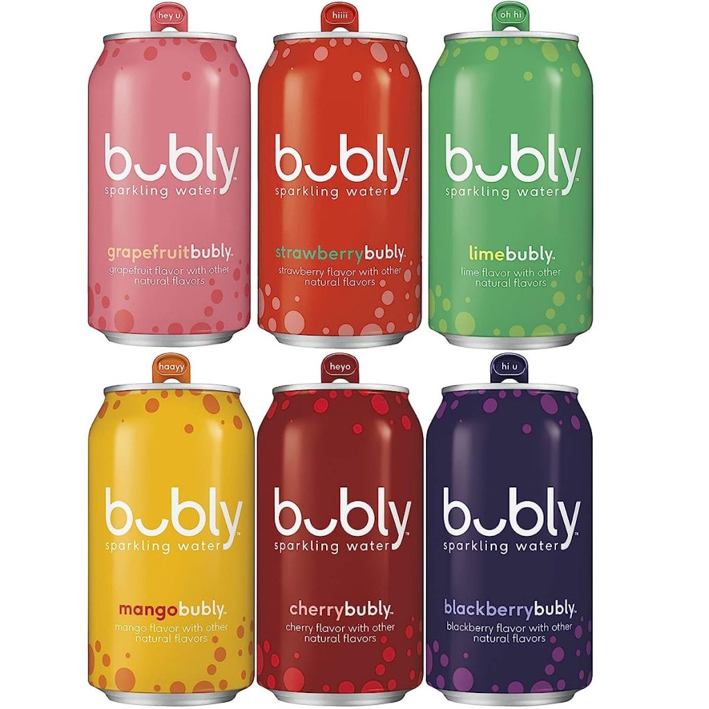 Six cans of bubly sparkling water