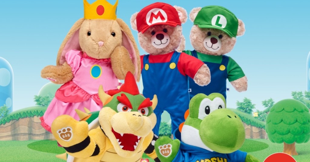 5 plush Super Mario characters