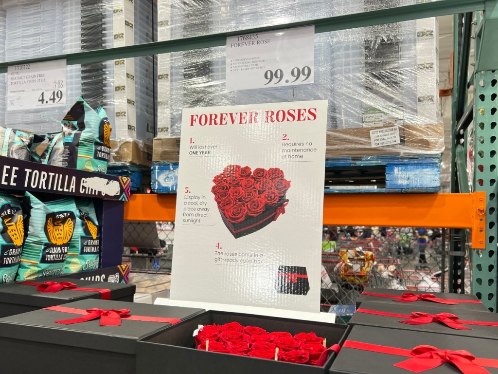 display of Forever Roses at Costco