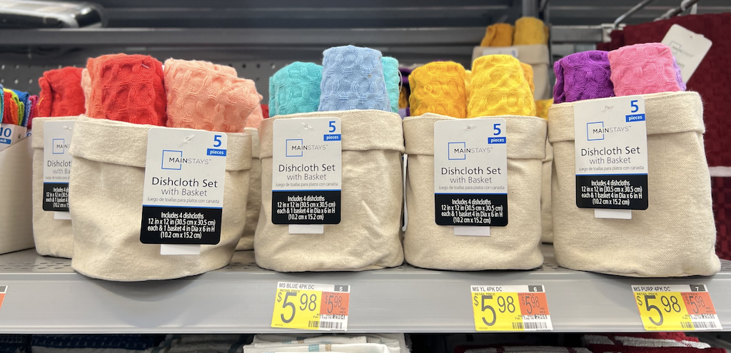 colorful Mainstays dishcloths