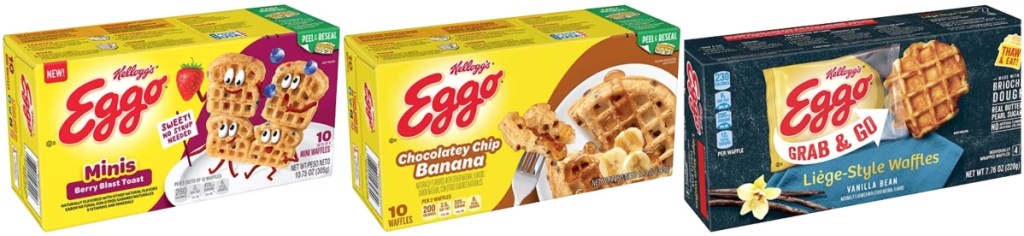 3 packages of Eggo waffles 