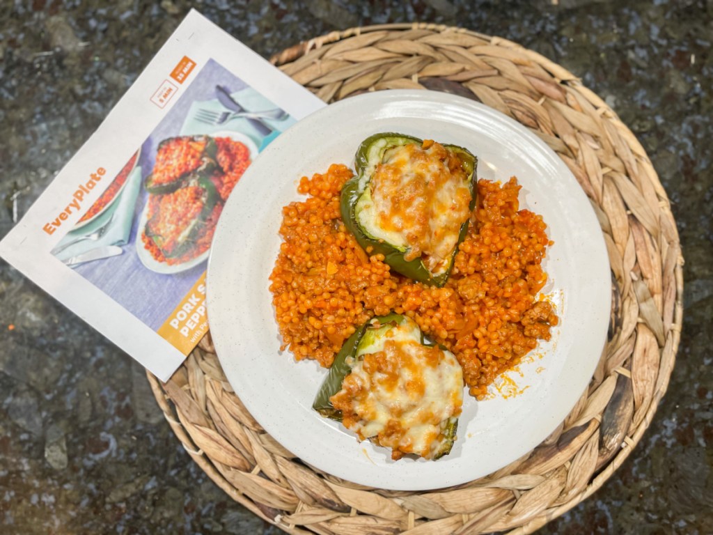 stuffed bell peppers with couscous on plate