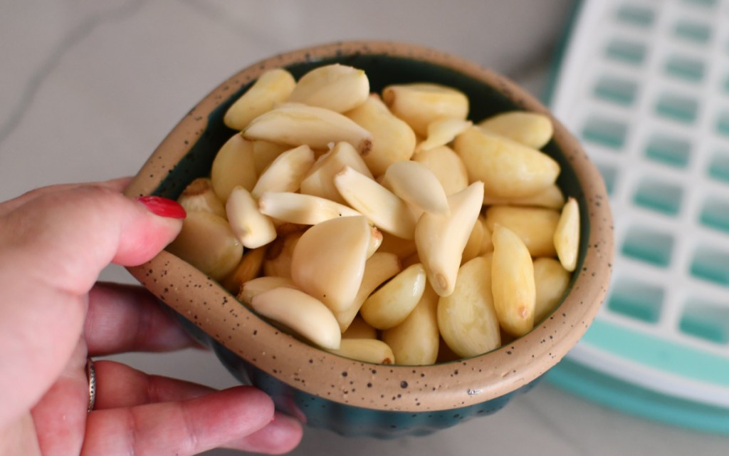 garlic cloves in a bowl