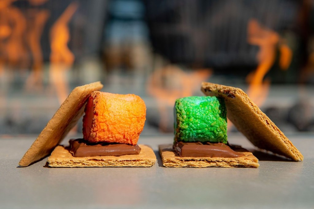 colorful marshmallows on open-face s'mores