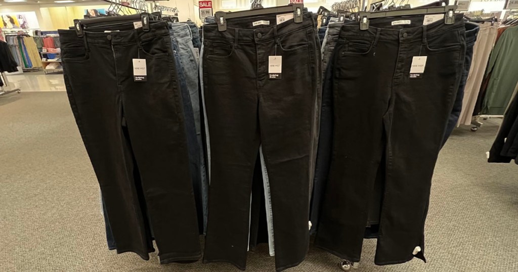 there pairs of black nine west jeans on rack in kohls 