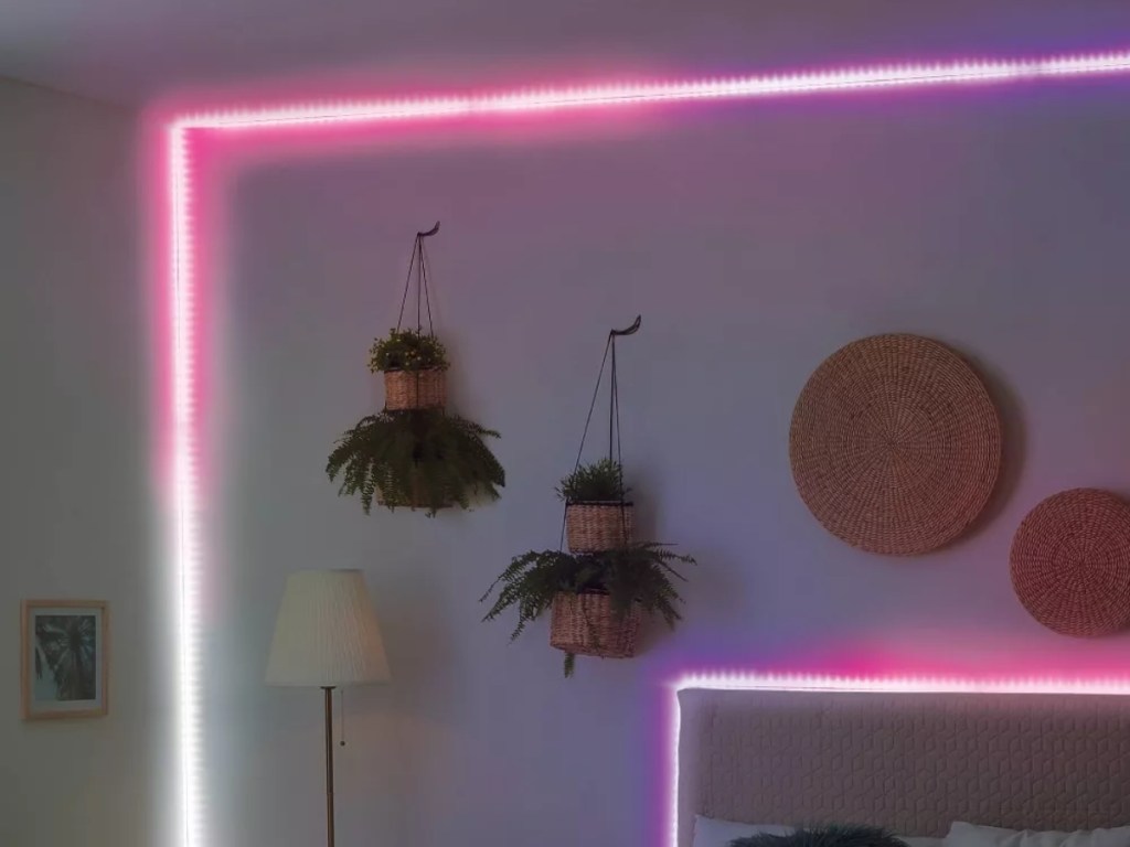 LED light strips in a bedroom