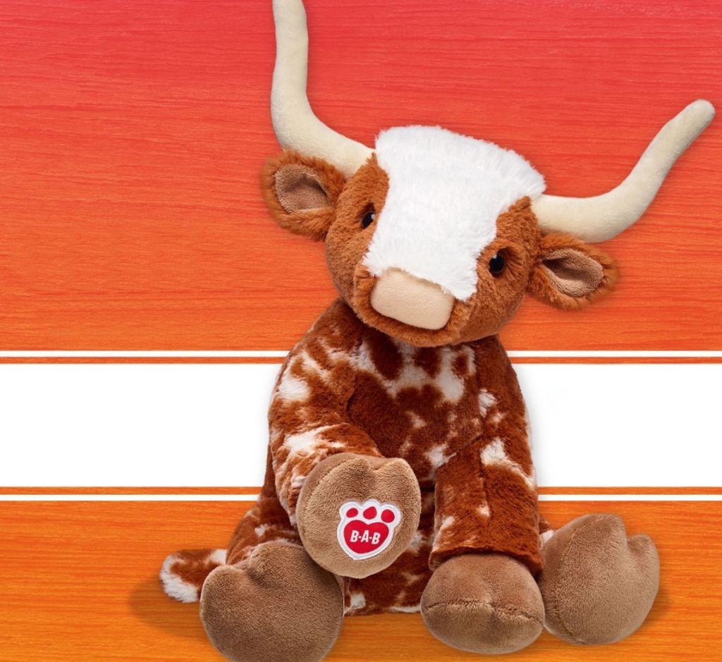 plush longhorn on orange background