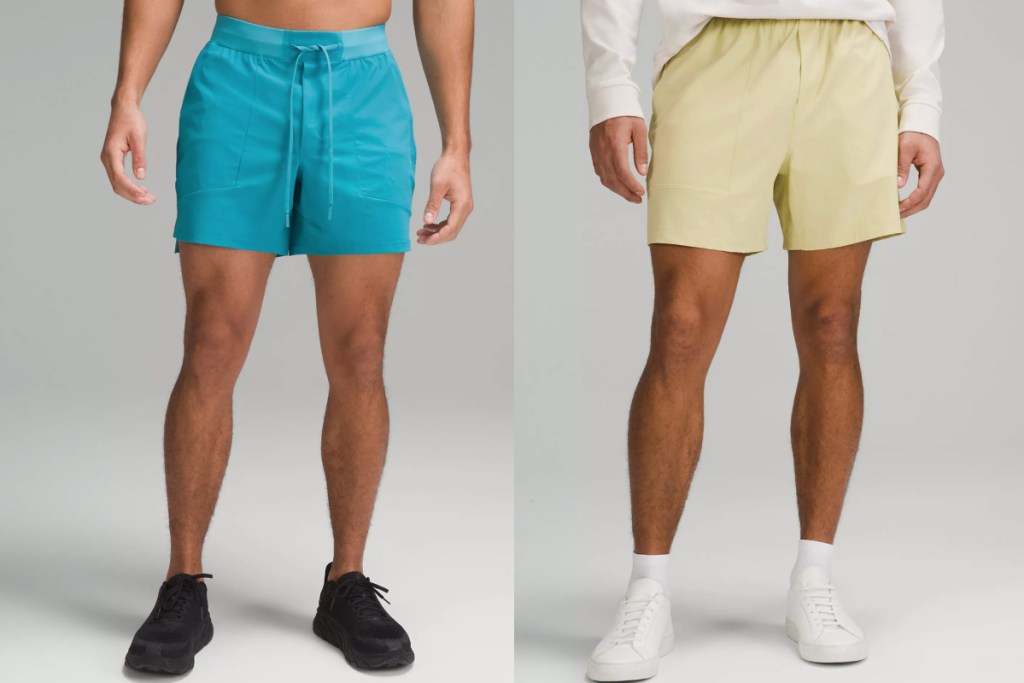 blue and pale yellow shorts