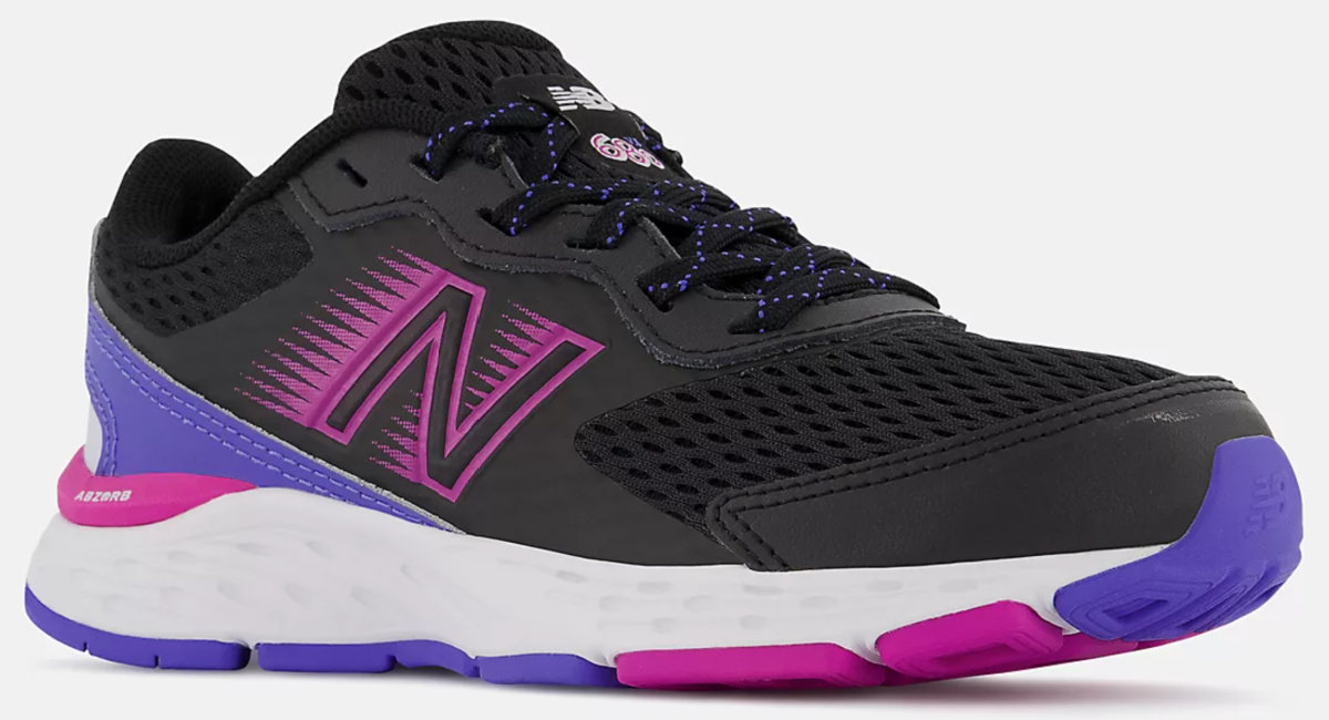 pink and black new balance kids sneakers