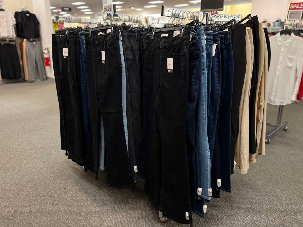 rack full of nine west jeans in kohls store