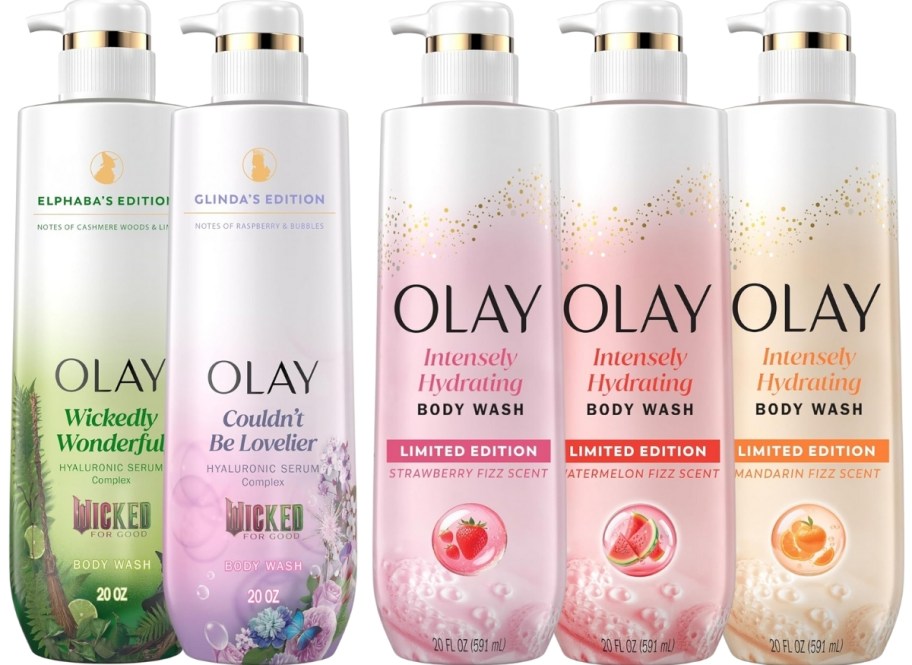 fice bottle of olay body wash in different fragrances