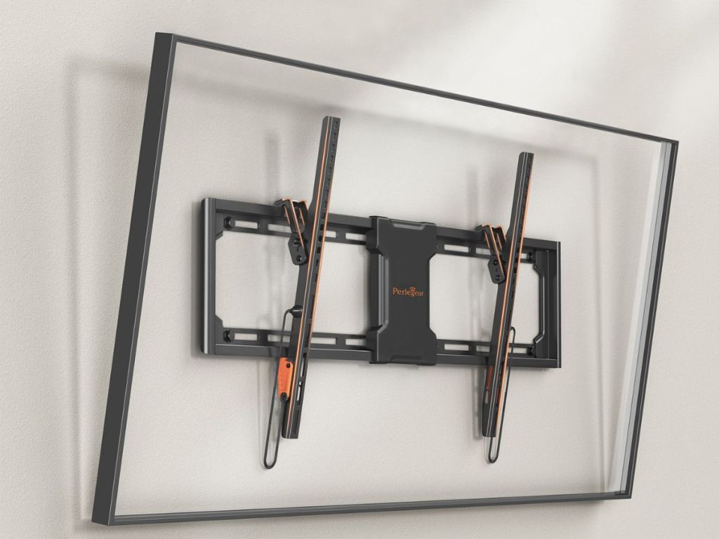TV mount placed on the wall with see-through tv frame