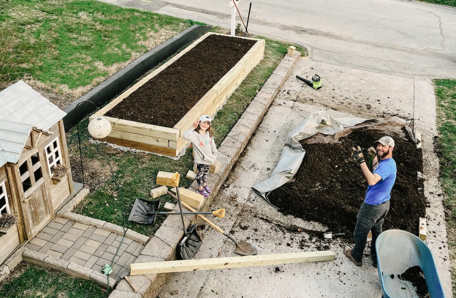 raised garden bed with soil
