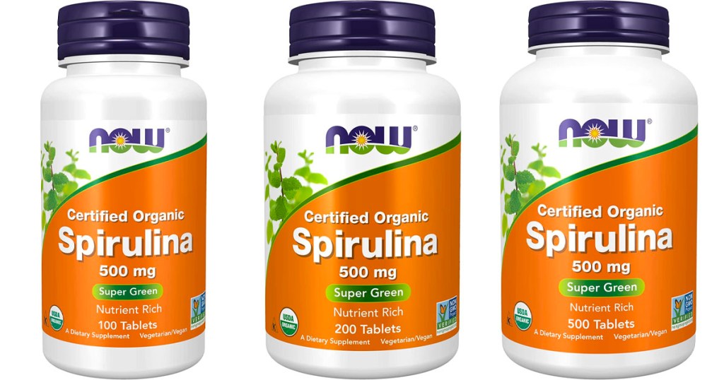 three bottles of spirulina