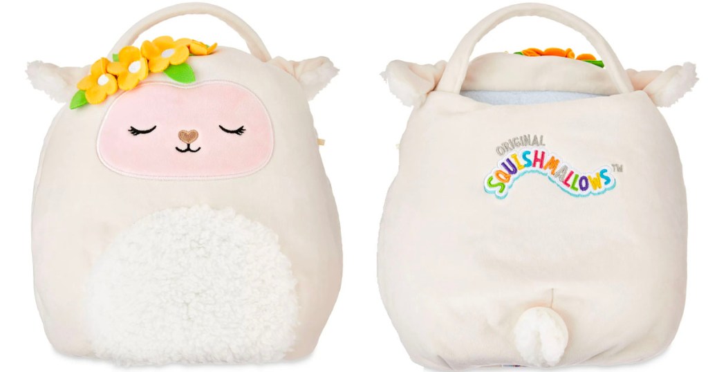 squishmallow lamb pail front and back image
