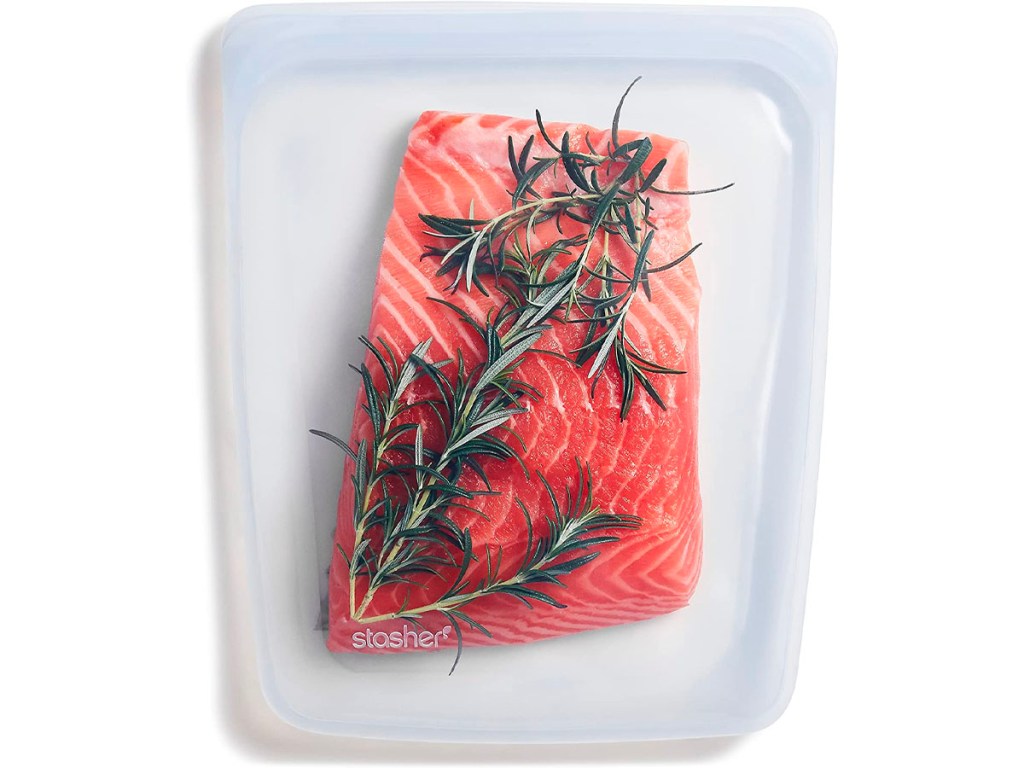 stasher bag with salmon inside