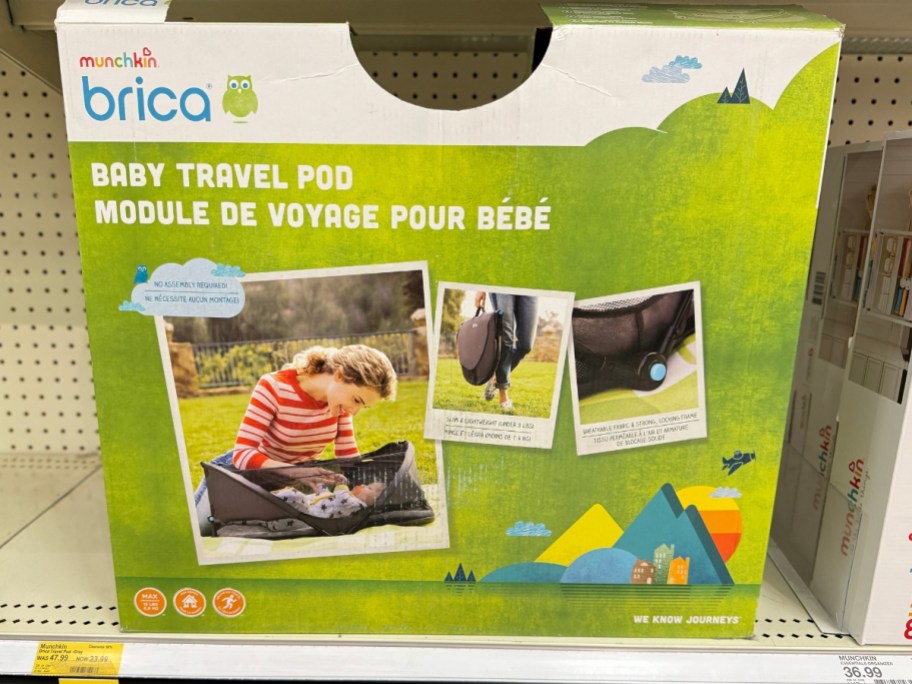 Munchkin Brica Baby Travel Pod in box on store shelf