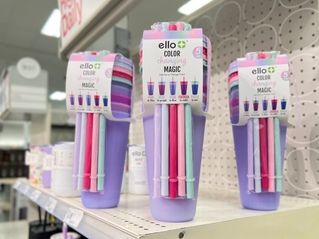 New!! Ello 10pk Color Changing Tumblers Straws Included. Blue Colors!!