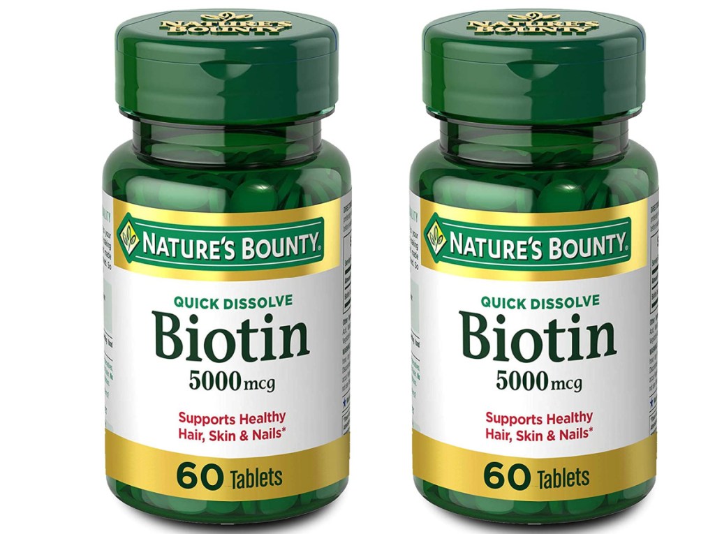 two stock images of Nature’s Bounty Biotin Rapid Release Softgels 60 count
