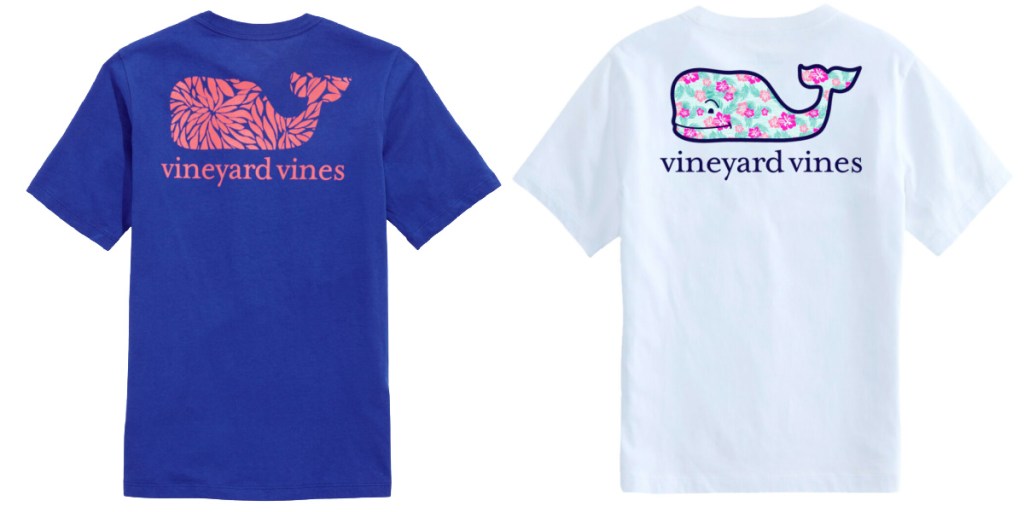 blue and white kids tees with whales on back